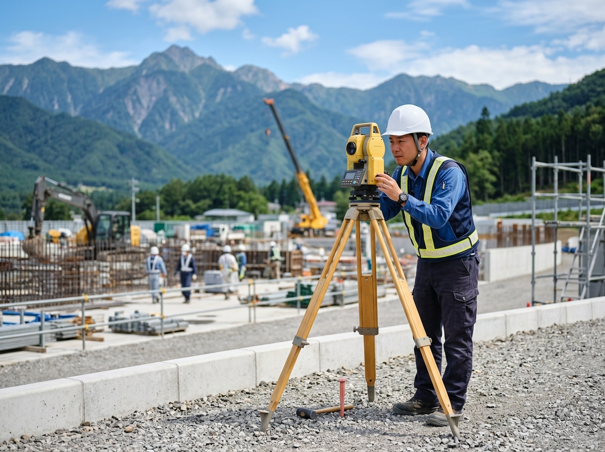 土木技術者による現場測量と施工管理